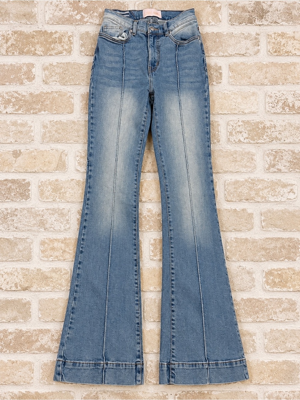 Revice Denim Size 26 Y2K Low Rise Flare Jeans Light Wash Seamed 2000s Retro - Picture 2 of 6